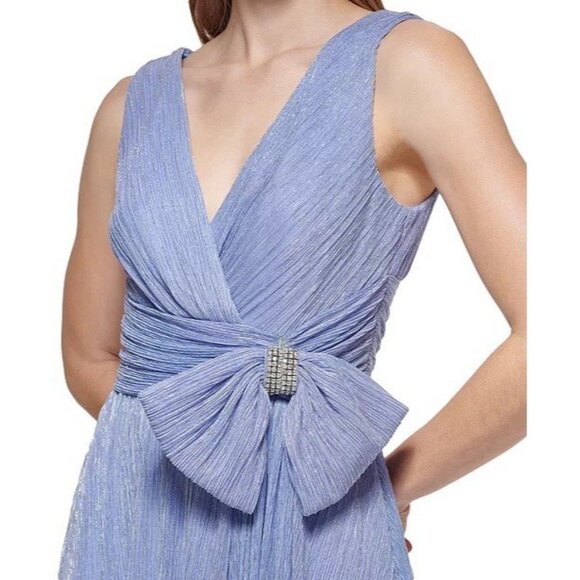 Eliza J Womens Size 12 Periwinkle Bow Detail Sleeveless V-neck Cocktail Dress - Picture 2 of 12